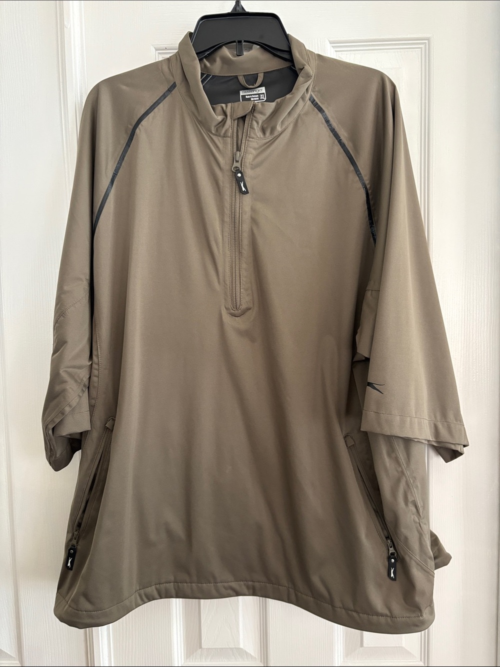 Slazenger Golf Jacket Men’s Brown 1/4 Zip Short Sleeve Windshirt Size XL